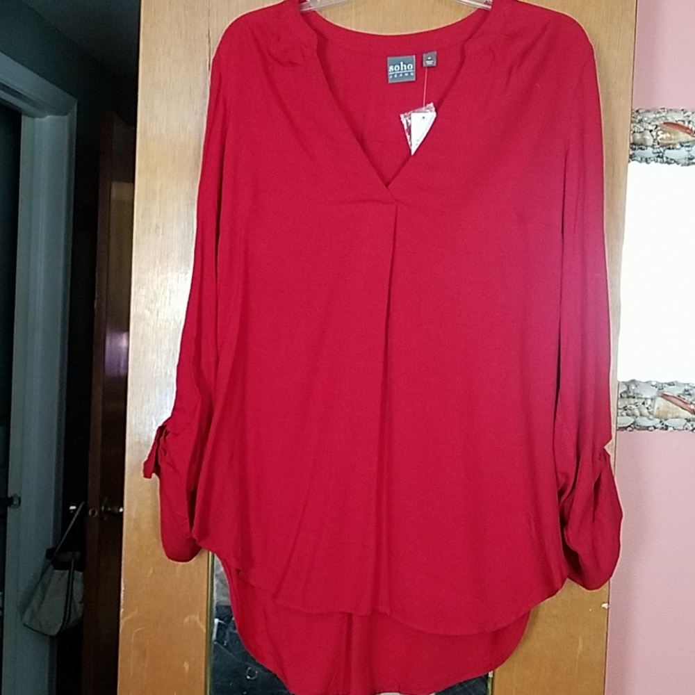 Red v-neck tunic